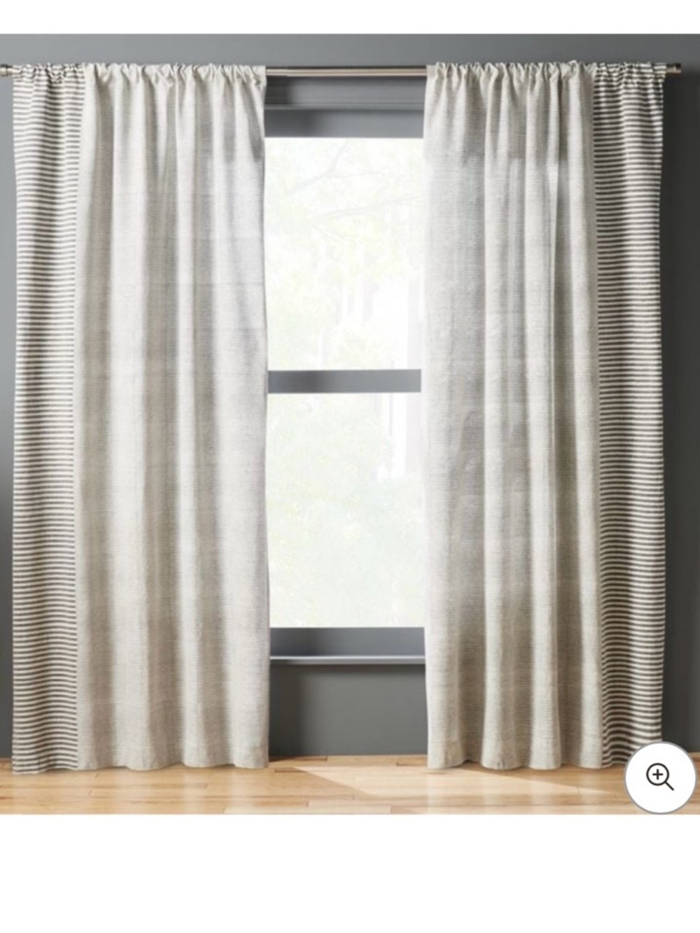 CB2 Block printed Curtain Panel in Light Gray and Cream: set of 2 panels